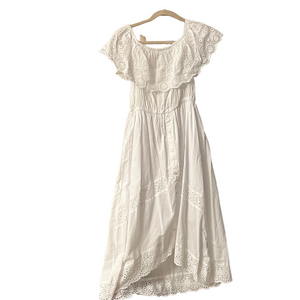 White Off-Shoulder eylet cotton Maxi Dress by J Glee size S